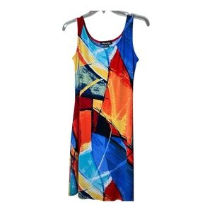 Michael Tyler Collection Women’s Vibrant Abstract Midi Dress SZ XS